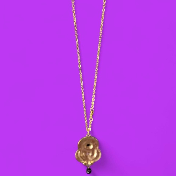 Vintage Gold tone necklace with black beads #jewelery - Picture 2 of 3